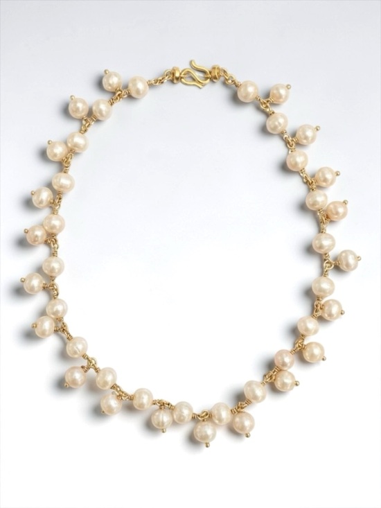 Jewelry - Vintage Freshwater Pearl Drop Necklace 14K Gold Tone Estate Bridal Jewelry